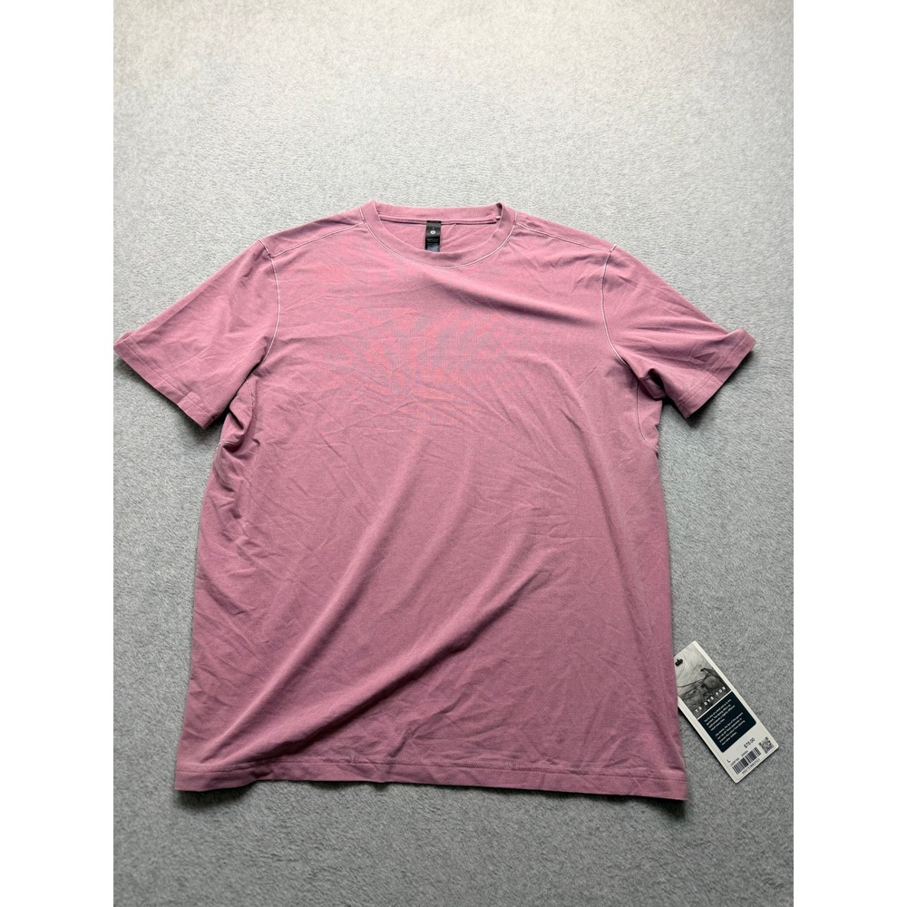 Lululemon Relaxed-Fit Workout Short-Sleeve Wash Tee Pink LM3F70S Mens L NEW